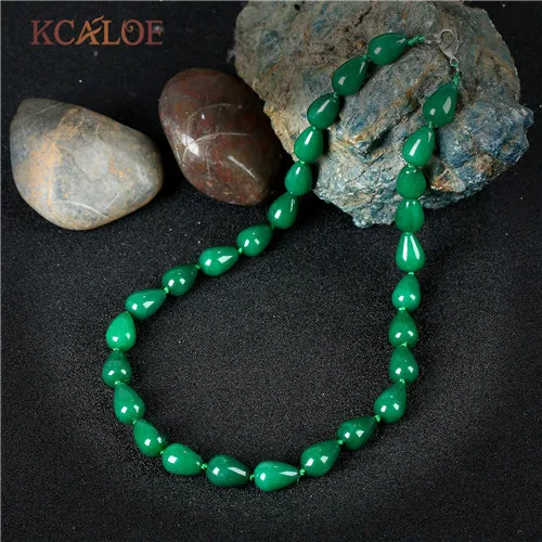 dark green jade KCALOE полудрагоценные камни ожерелье s натуральный зеленый камень свадебные украшения в форме капли воды ручной работы Чокер Ожерелье - Окраска металла: dark green jade