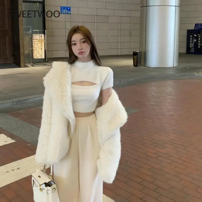 Faux Natural Fur Small Fragrance Wind Senior Sense of White Temperament Famous Lady Female Warm Leather Coat High Quality 2022