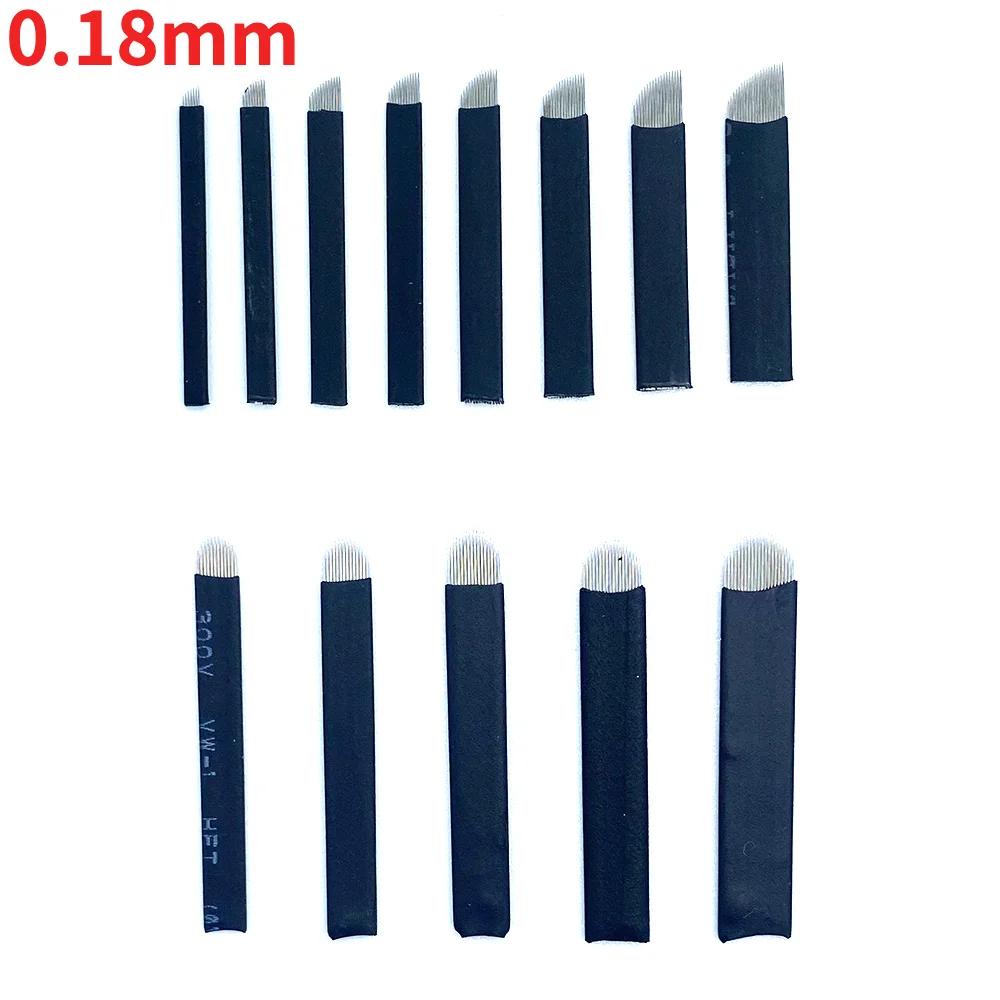 

100pcs 0.18mm Microblading 12 14 16 18 U shape Tattoo needles for Permanente makeup Eyebrow Blades Manual pen