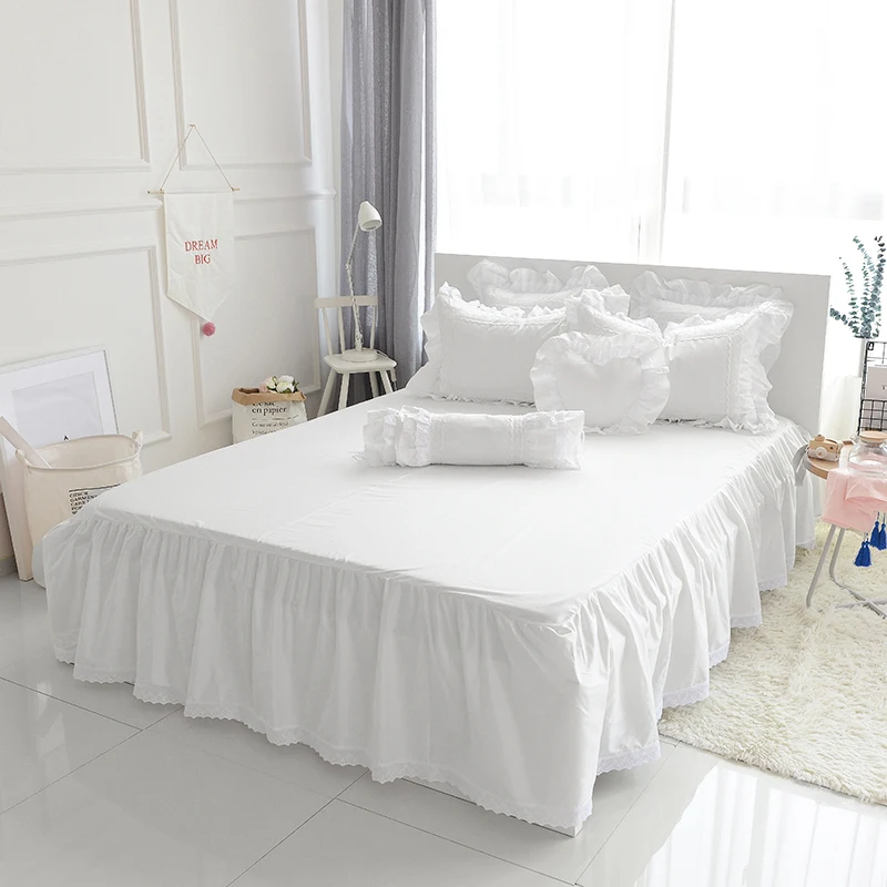 

100% Cotton White Blue Grey Bedding sets For kids Girls Queen Twin King size Duvet cover Bed sheet Bed skirt set Pillowcase