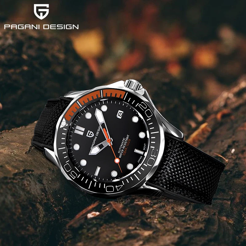 

PAGANI DESIGN Luxury brand 007 men automatic watches nylon silicone strap men mechanical wristwatches Japan NH35A Fashion Watch