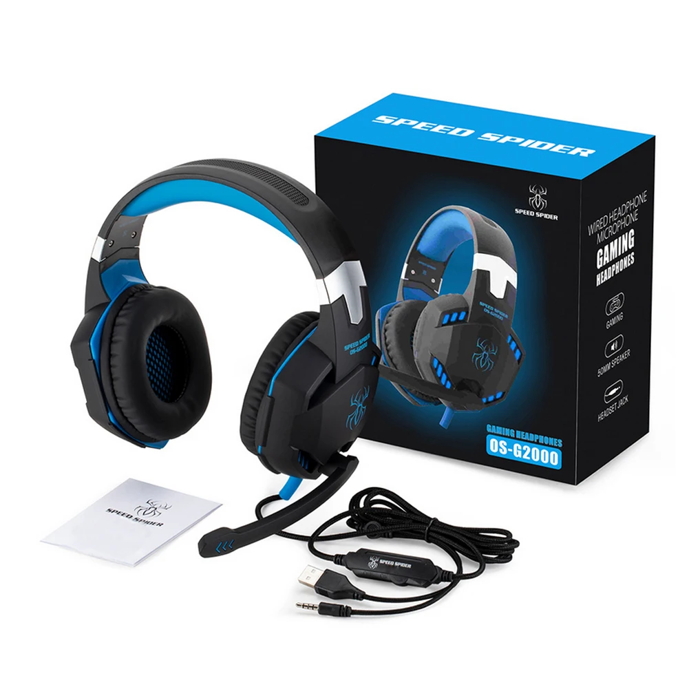 

G2000 Gaming Headset Stereo Earphones Over-Ear Gaming Headphones With Microphone Surround Sound For Laptops Smartphone Computer