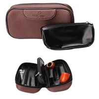 pu leather bag smoking pipe bag double tobacco bag for 2 pipes hand pipe case smoking pouch tool accessories