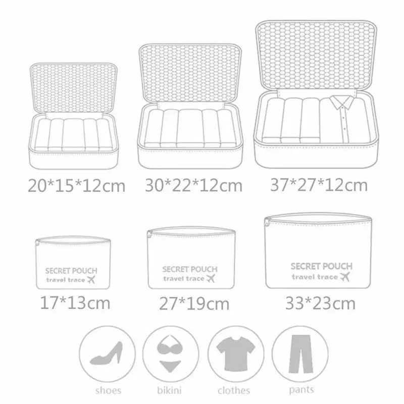 6 шт. водонепроницаемые дорожные сумки для хранения одежды | Багаж и