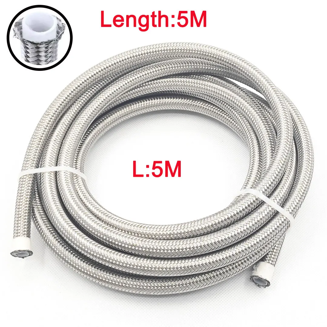 

Length 5M AN3 AN4 AN6 AN8 AN10 Racing Hose 304 Stainless Steel Braided PTFE Brake Hose Fuel Oil Line Oil Cooler Hose Pipe