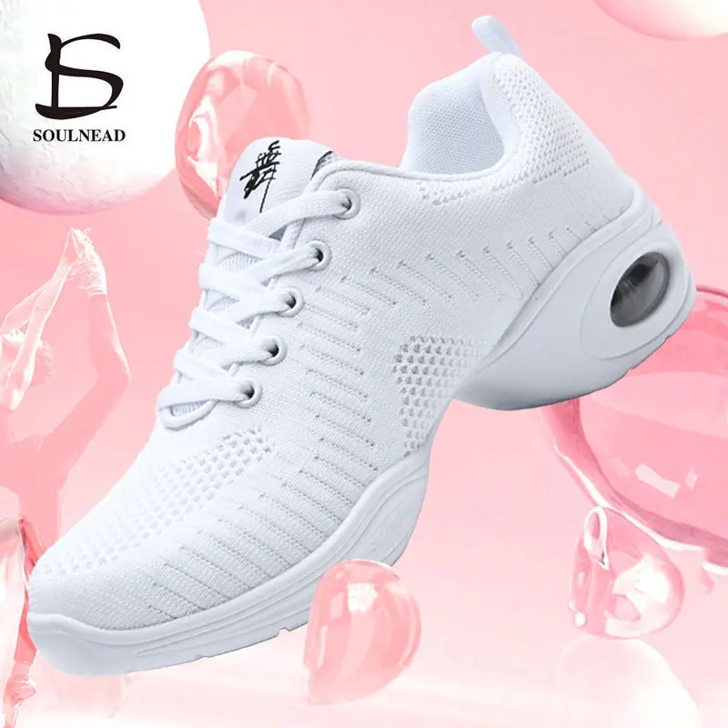 Dance Sneakers For Women Jazz Shoes Ladies Black White Mesh Breath Fitness Modern Dancing Shoe Casual Girls Hip Hop Sports Shoes