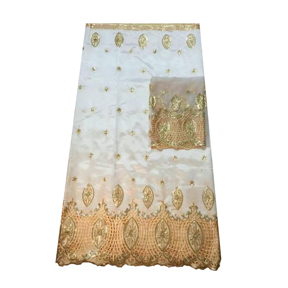 5 ярдов шелк ущелье кружева с 2 геле ткань для африканского платья индийский ткани