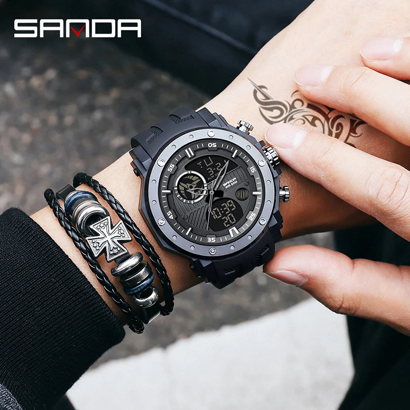

New Sport Wrist Watch Men Watches Military Army Famous Brand Wristwatch Dual Display Male Watch For Men Clock Waterproof Hours