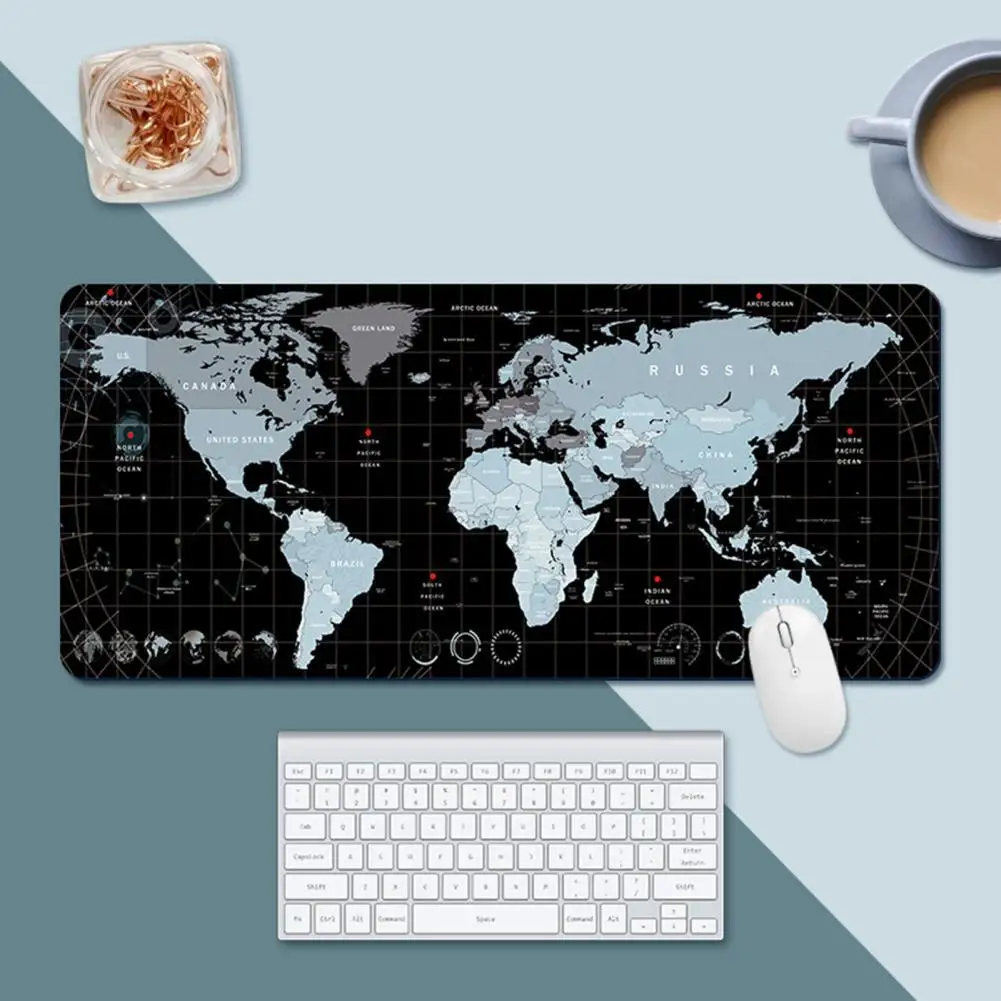 

Gaming Computer Mouse Pad Large World Map Mouse Mat Big Desk Mat Non-Slip Rubber Base Mousepad for Laptop PC Game Waterproof