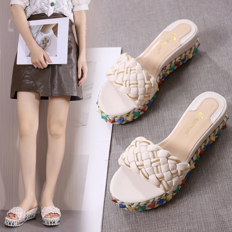 

Summer New Style Sandals And Slippers Women Wear Non-Slip High-Heeled Shoes Slope-Heel Platform Slippers Women's Slippers