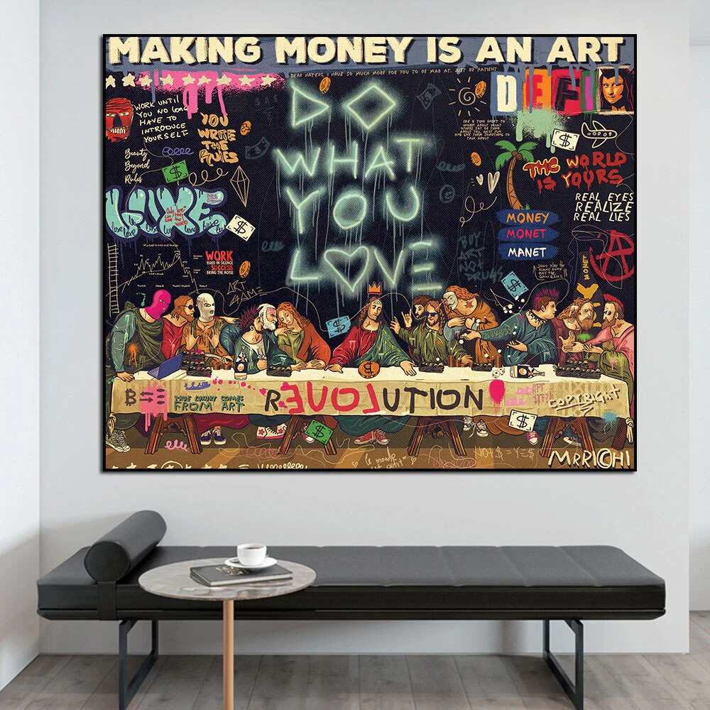 

The Last Supper Famous Painting Graffiti Pop Art Painting Canvas Print Wall Picture For Living Room Home Decoration Cuadros