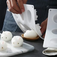 6 cavity silicone cake molds for baking dessert mousse new decorating moulds 3d small bunny rabbit shape chocolate bakeware tool