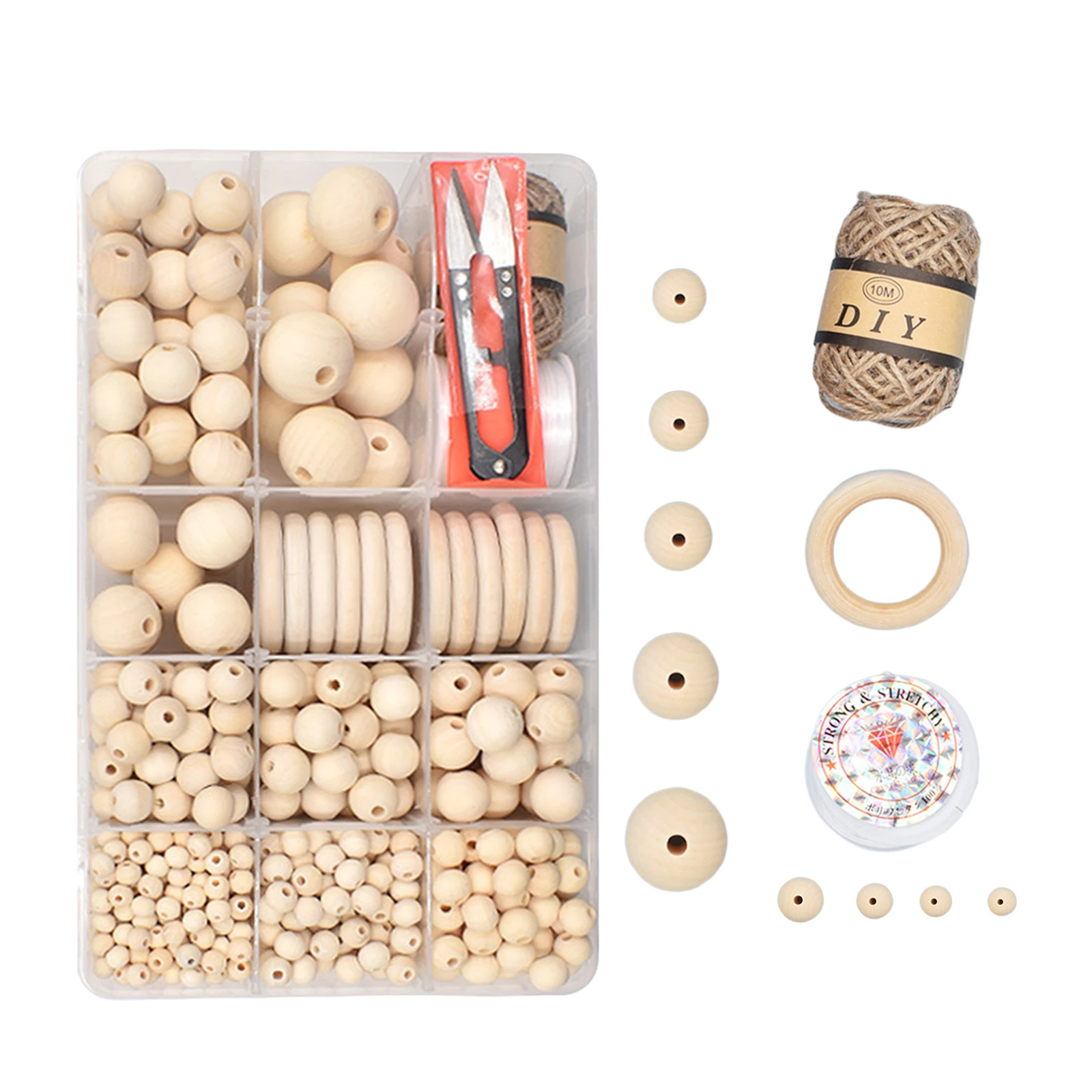 

732x бежевые деревянные бусины с джутовым шпагом, Набор круглых бусин 8 мм, 10 мм, 12 мм, Гладкая деревянная подвеска для настенного творчества, р...