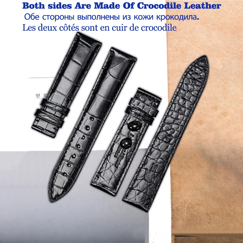 Universal Strap Double-sided Alligator Leather 19mm Watch Strap for Iwc Omega Tissot Luxury Watch Strap Man Custom Watchbands