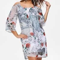 women summer dress 2020 fashion elegant chiffon floral print spaghetti strap knee length plus size women dresses