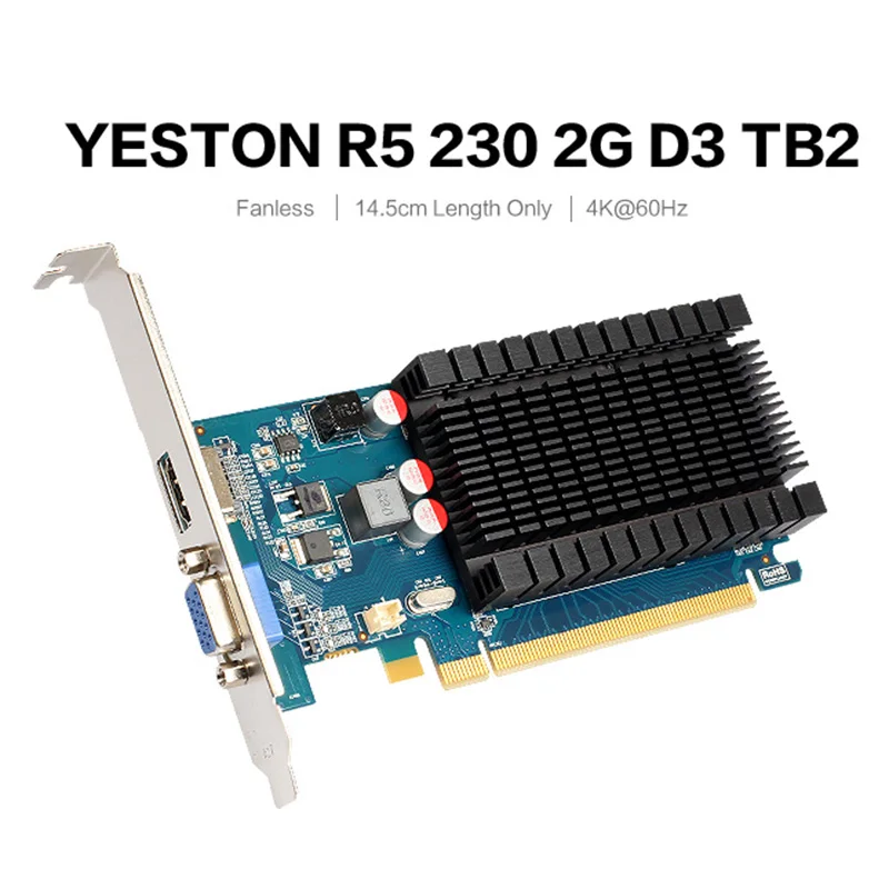 Игровая видеокарта Yeston R5 230 2G D3 2 Гб 64 бит GDDR3 625 МГц 1200 для ПК|Видеокарты| |