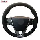 Сшитый вручную черный замшевый самодельный чехол рулевого колеса автомобиля для Volvo S80 S80L 2012-2015 V40 2013-2019 V70 2012-2014 XC70 2012-2017