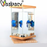 spinning fish tank super white glass aquarium for watching bettafish killifish water micro plants landscape creative diy toys