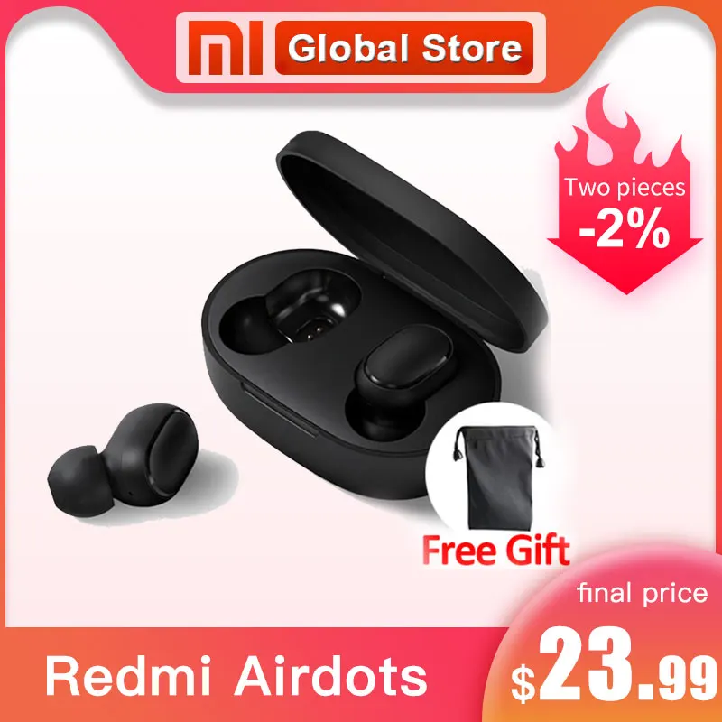 Xiaomi Redmi Airdots TWS Bluetooth 5,0 наушники стерео беспроводные басы шумоподавление с микрофоном свободные Наушники управление AI