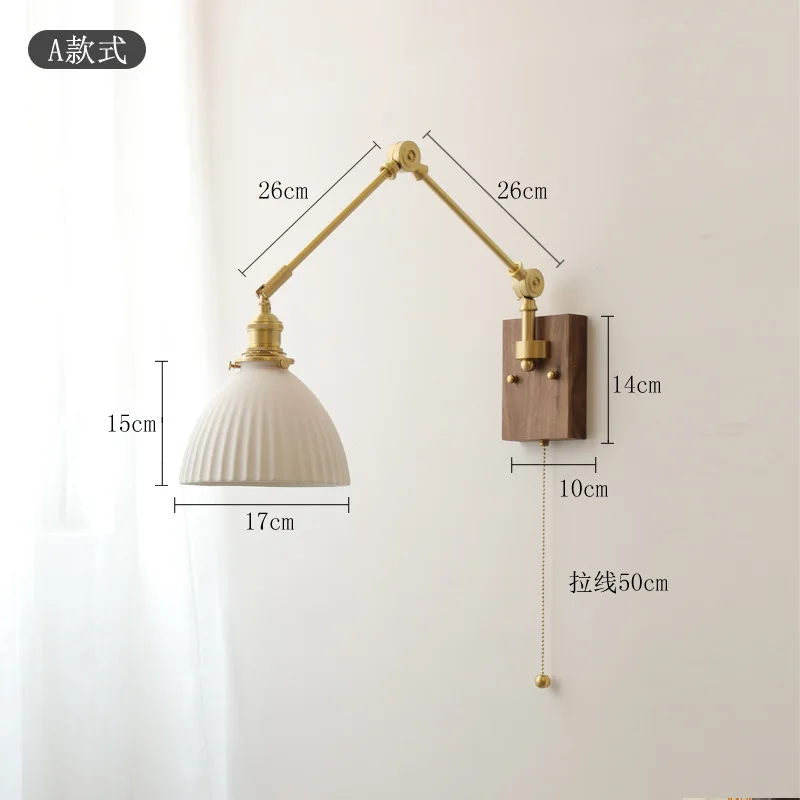 Светодиодная настенная лампа из ореховой меди кронштейн для спальни