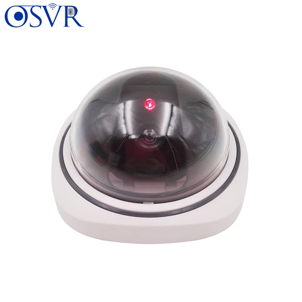 Фальшивая камера видеонаблюдения для дома купольная с мигающими красными
