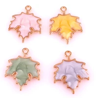 20pcs alloy enamel drop oil colors plant maple leaf pendant findings charms for diy necklace accessories making