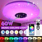 Потолочный светильник RGB 60 Вт с регулируемой яркостью, музыкальный светильник, дистанционное управление через приложение, потолочный светильник AC180-265V для дома, bluetooth-динамик, светильник