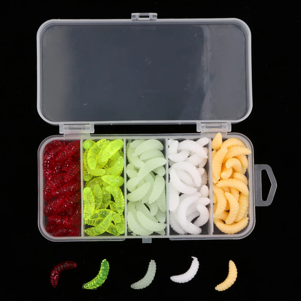 125 шт Поддельные Личинки для рыбалки мягкая пластиковая наживка набор карпа бас 4