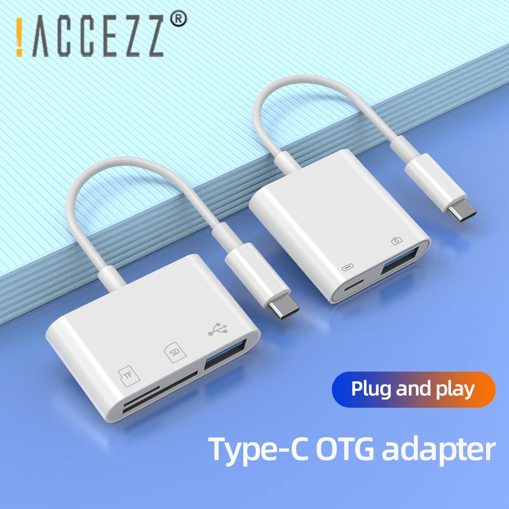 

!ACCEZZ USB C Adapter USB3.0 OTG Adapter Type-C For Macbook Samsung Xiaomi USB TF SD Card Reader U-Disk Mouse Keyboard Converter