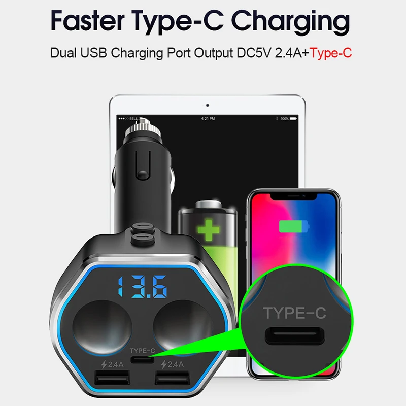 CDEN Быстрая зарядка 3 0 USB Автомобильное зарядное устройство для iPhone QC3.0 QC Type C PD