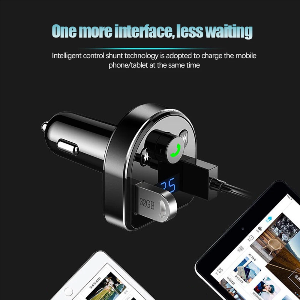 

General Car Bluetooth Hands-free MP3 Audio Player Multi-function 4.6A Dual USB Bluetooth Player Vehicle Audio Accessories BY717