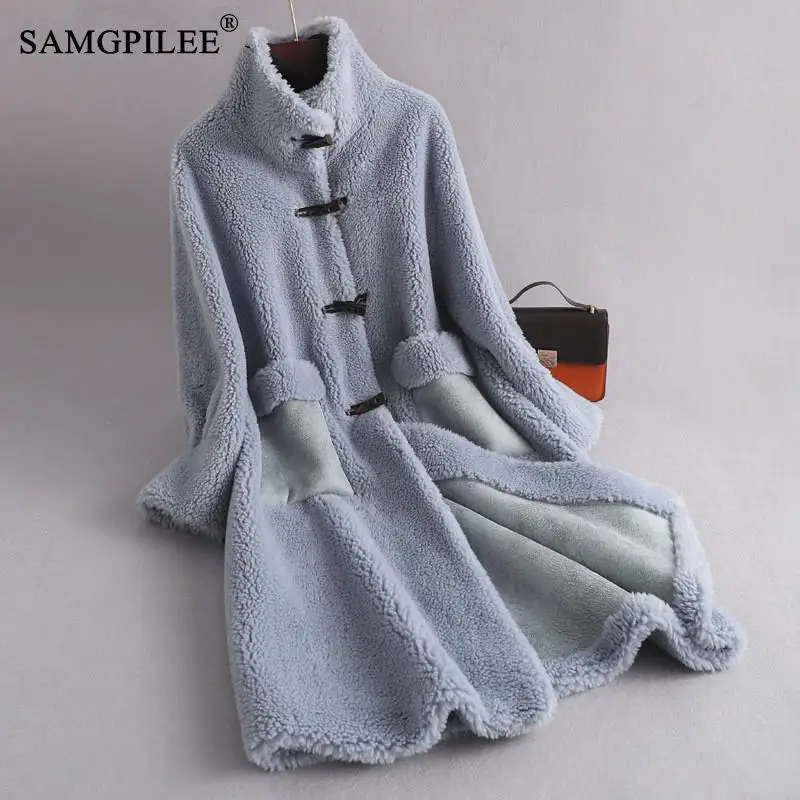 Real Fur Coat High Quality 2022 New Long Sheep Shearling Women Winter Jackets Wool Casual Coats Korean Style Jaqueta Feminina