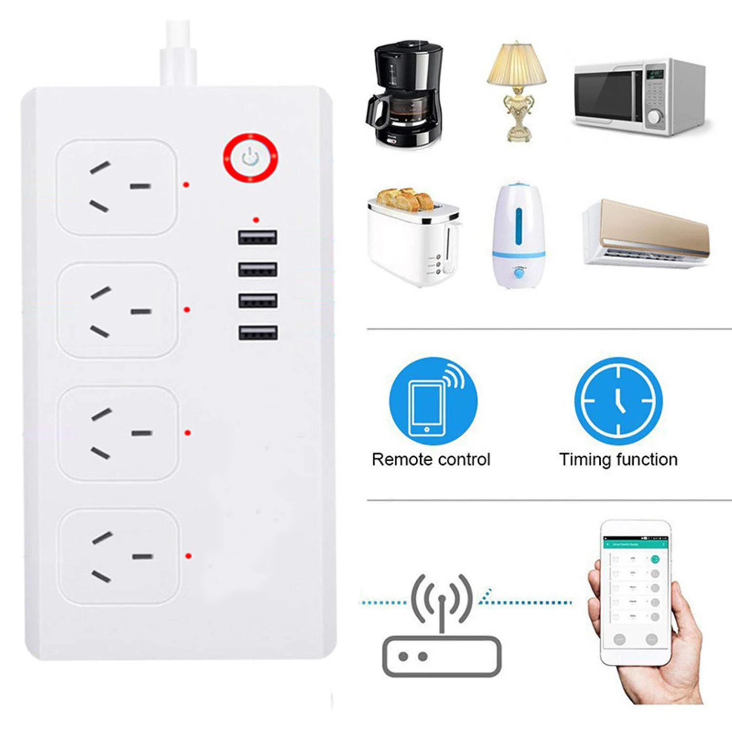 Удлинитель с Wi Fi 4 розетки USB портами 1 5 м|Умные розетки| |