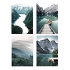 Скандинавский современный домашний декор, Скандинавская искусственная холщовая стена, фотография гор с возможностью печати