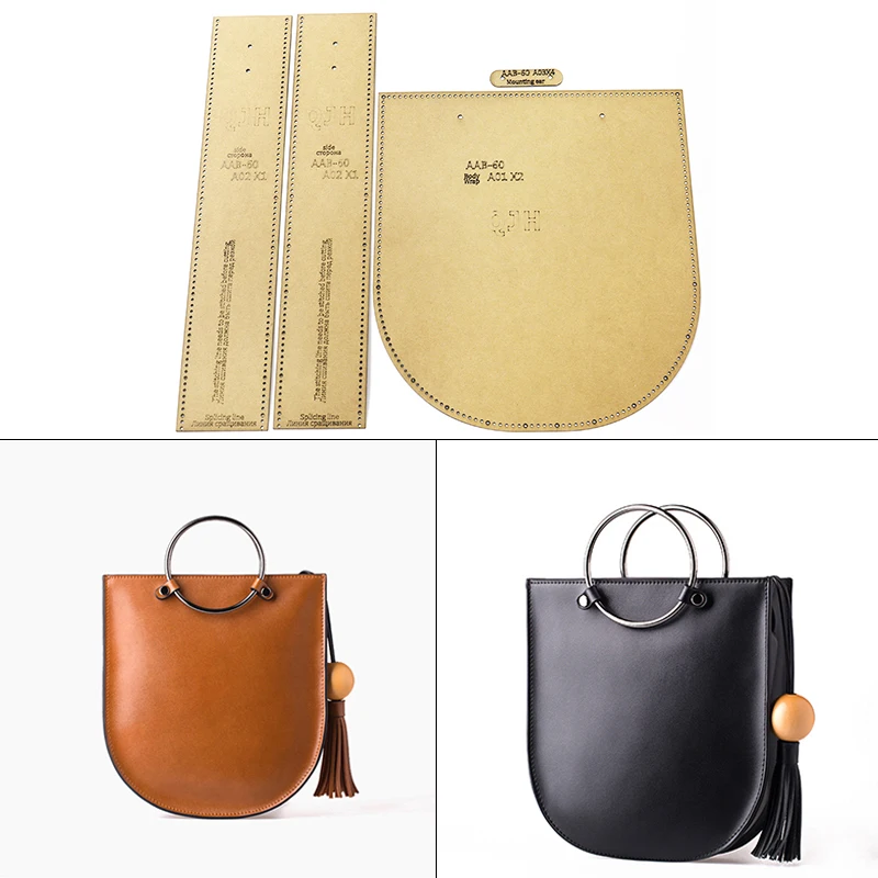 

1Set Of Leather Craft Fashion Handbag Shoulder Bags Crossbody Bag Sewing Pattern Hard Acrylic and Kraft Paper Stencil Template