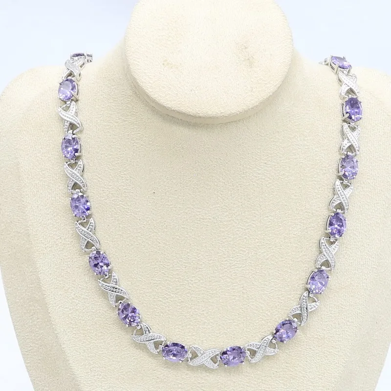 Женское Ожерелье серебряного цвета с синим зеленым фиолетовым цирконием