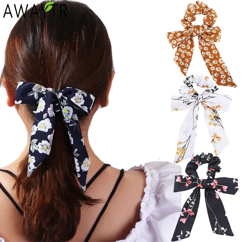 Женская атласная тиара AWAYT повязка для волос с бантом резинка хвоста аксессуары