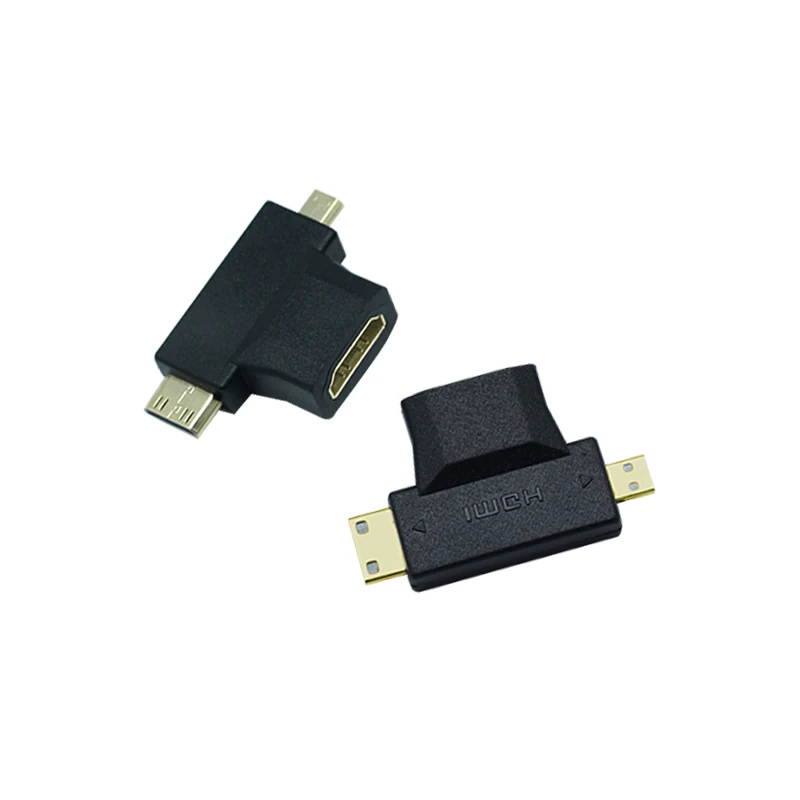Micro Mini HDMI к адаптер 1080P 3 в 1 штекер женскому кабелю Удлинительный разъем