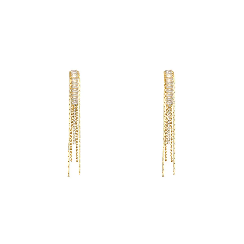 

Ultra - flash zircon long earrings tassel wholesale Women Long Earring Wedding Pendant Jewelry oorbellen hangers
