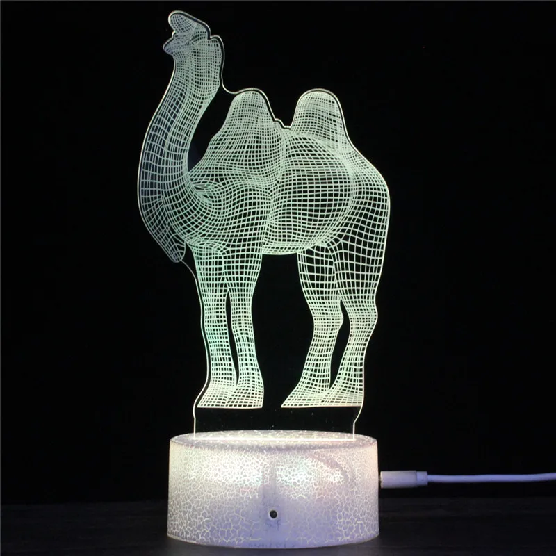 

LED 3D The Desert Camel Shape Night Light with Touch Switch Acrylic 7colors Auto Change 3D Illusion Lamps for Holiday Table Lamp
