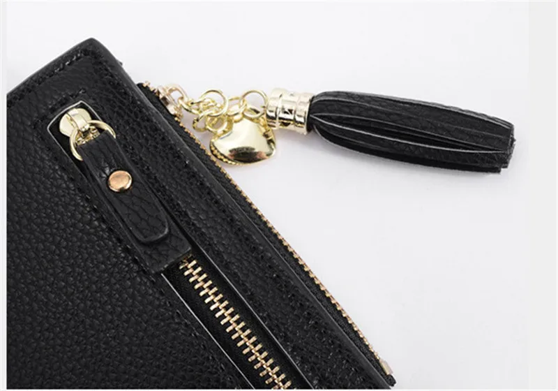 Маленький женский кошелек с кисточкой роскошный брендовый кожаный коротким