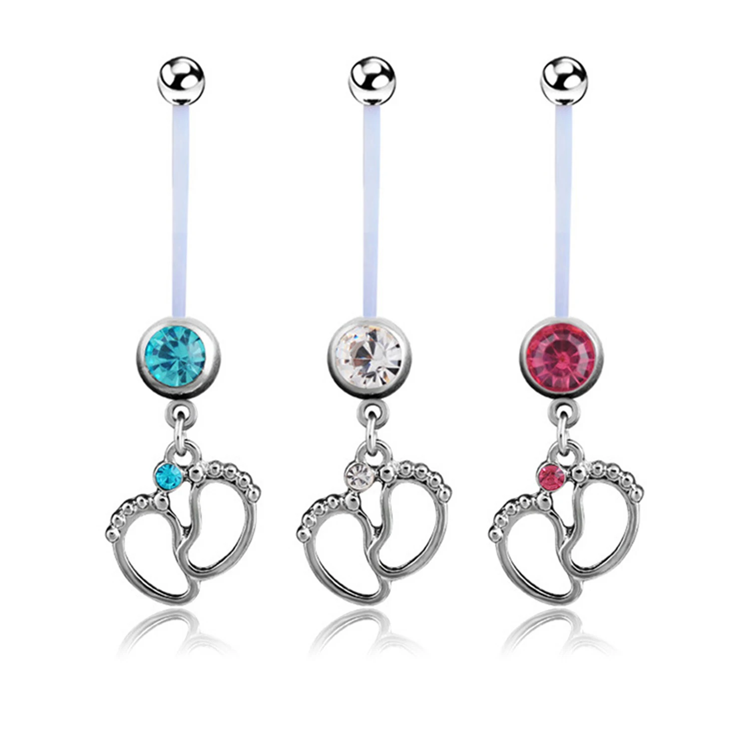 

Flexible Pregnancy Maternity Belly Navel Bar Ring Body Piercing Baby Feet