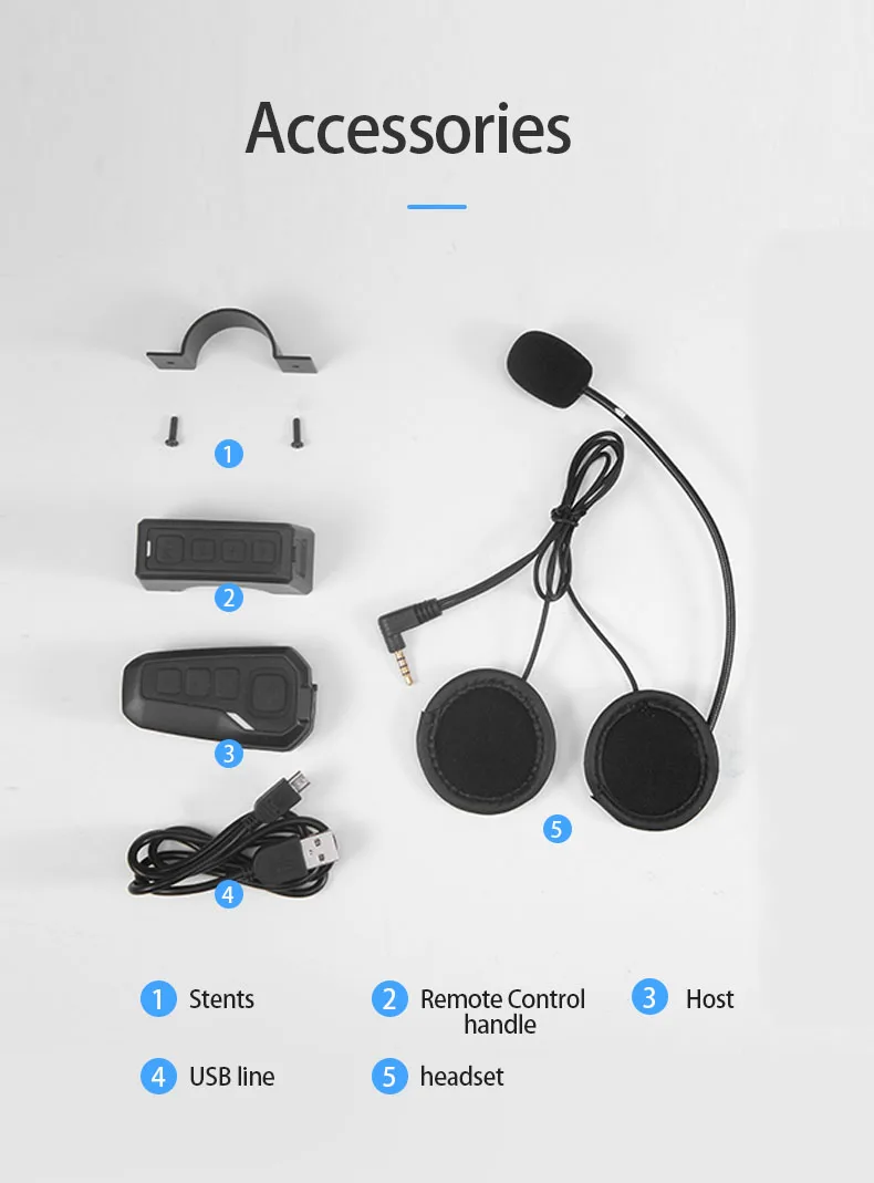 

Newest K01A Headset Motorcycle Helmet Bluetooth 4.1 Intercom Interphone with Remote Control High Quality