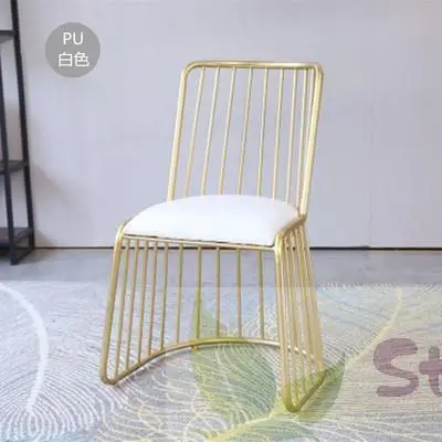 Стул для маникюра с красной спинкой, скандинавский обеденный стул, чайный магазин, стул для одевания, туалетный стул для кафе, стул для отдыха, железный стул - изображение