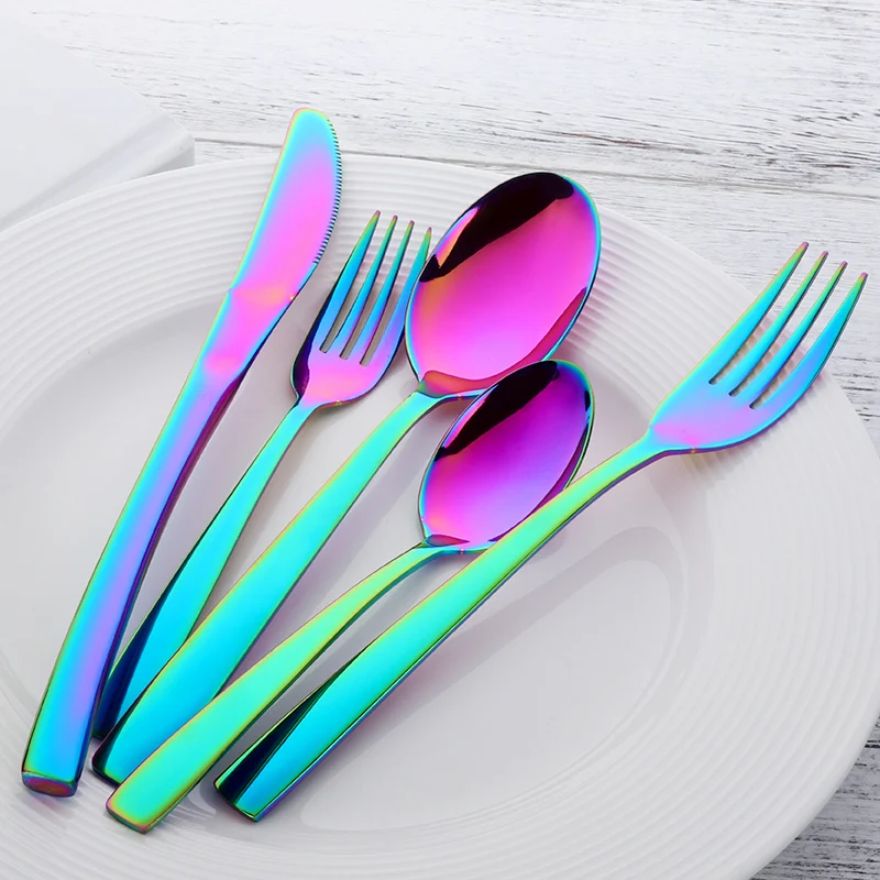 Набор металлических столовых приборов 5 шт./компл. Золотая ложка из нержавеющей