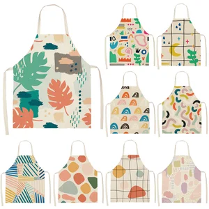 1 шт красочные геометрические узоры для очистки арт фартуки дома Пособия по кулинарии Кухня фартук поварская одежда из хлопка и льна для взрослых нагрудники 53*65 см WQ0119