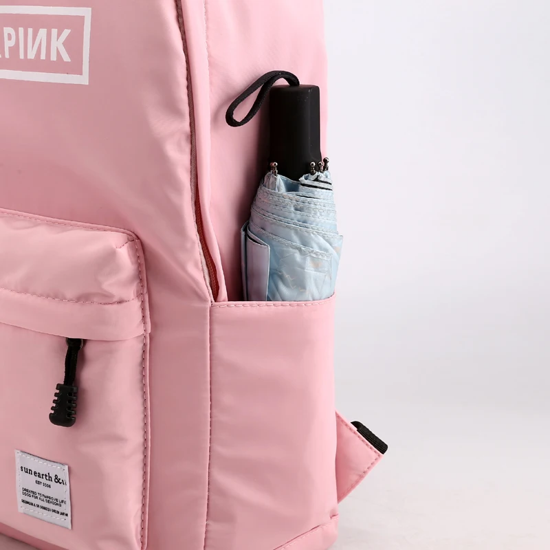 

Preppy Style Nylon Letter Crossbody Bag Women 5pcs Waterproof Backpack Large Capacity Travel Set Bag Teenager School Backpack