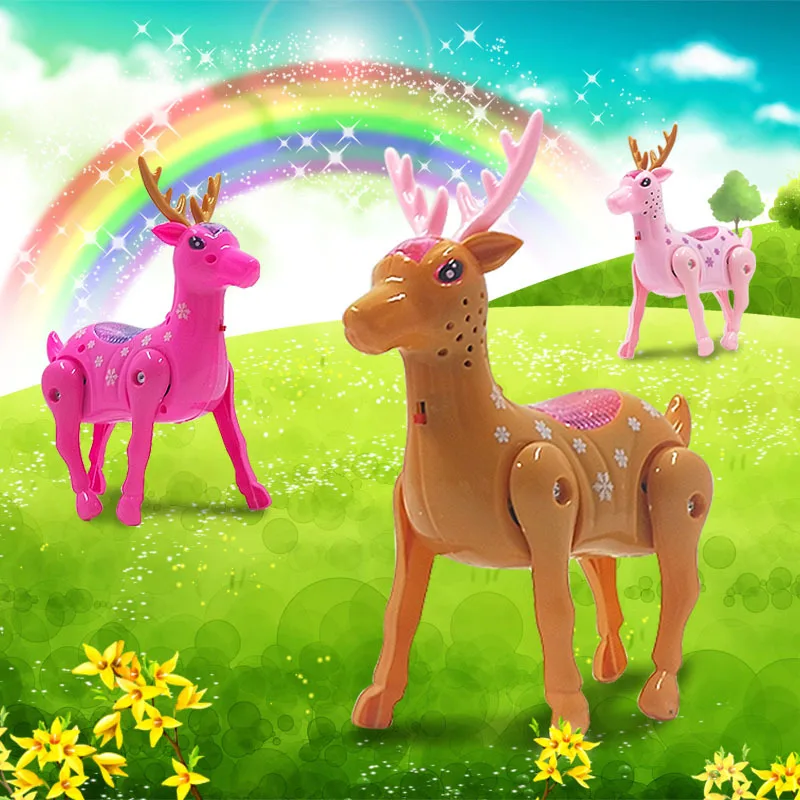 

Electric Walking Sika Deer Animal Toy with LED Music Leash Interactive Kids Toy