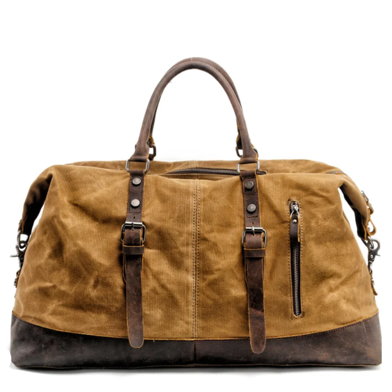 

Large Capacity Travel Bag, Portable Travel Bag, Waterproof and Wear-resistant Cowhide Oil Wax Canvas Messenger Bag