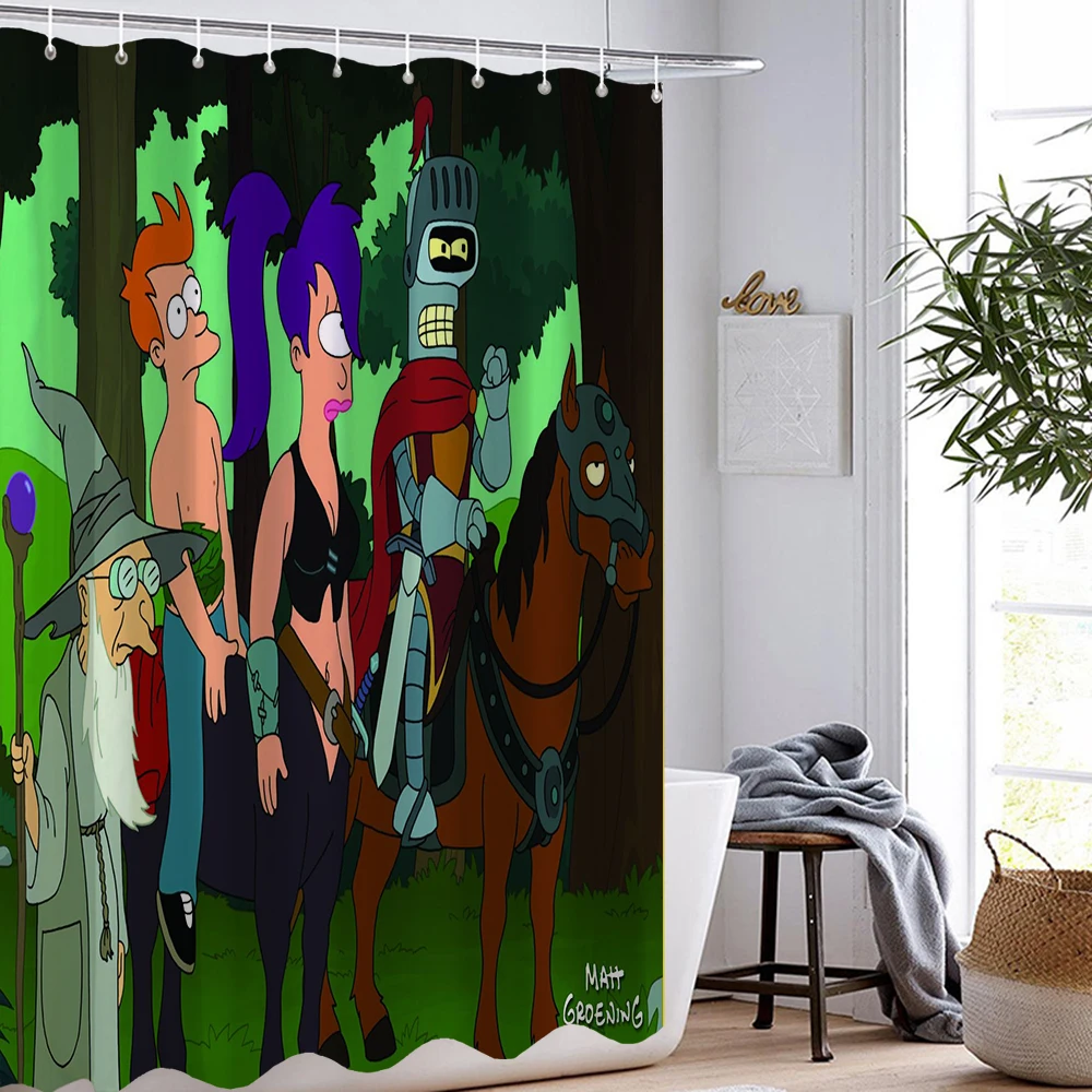 Занавеска для душа Летающий из будущего комедия штора полиэстера с мультяшным